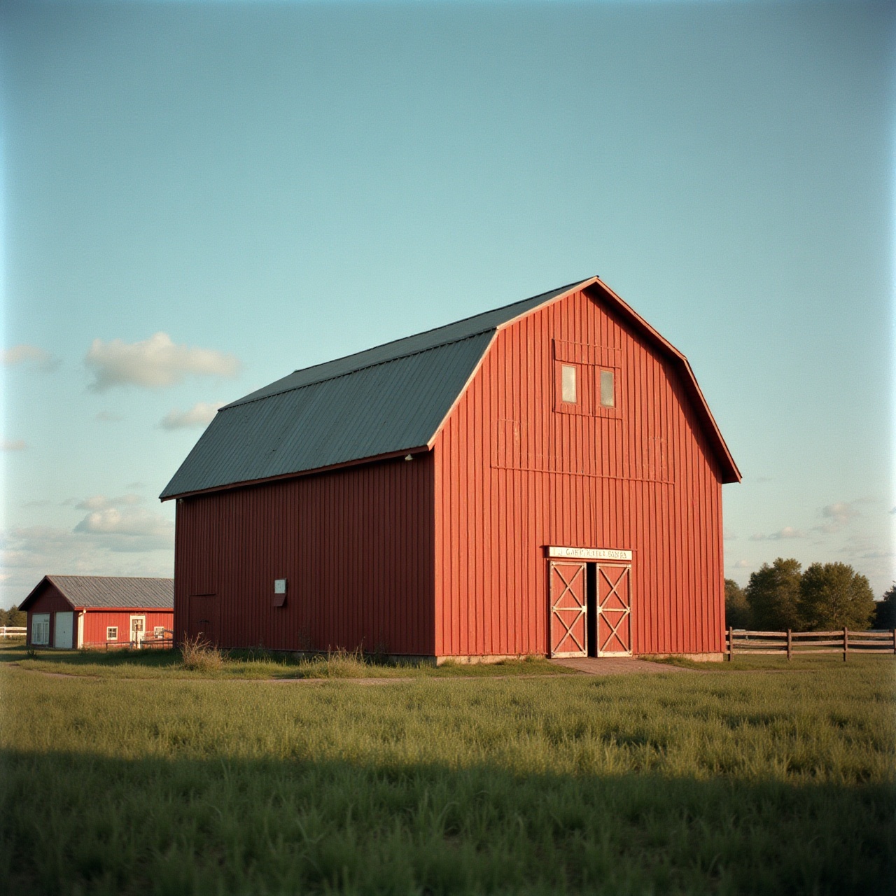 a red barn under open sky